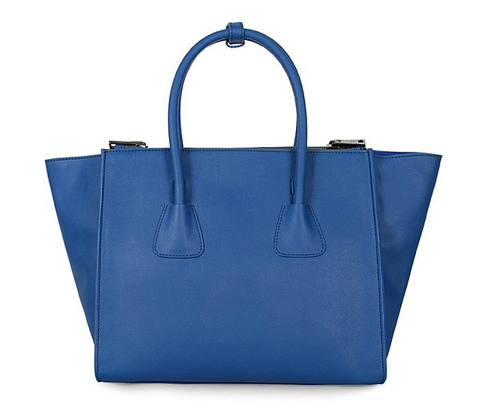 2014 Prada Glace Calf Leather Tote Bag BN2619 blue - Click Image to Close